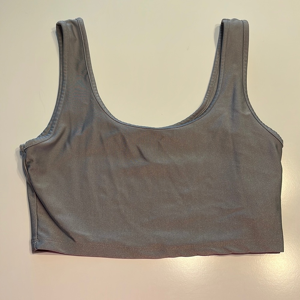 Silver / grey. Crop top.